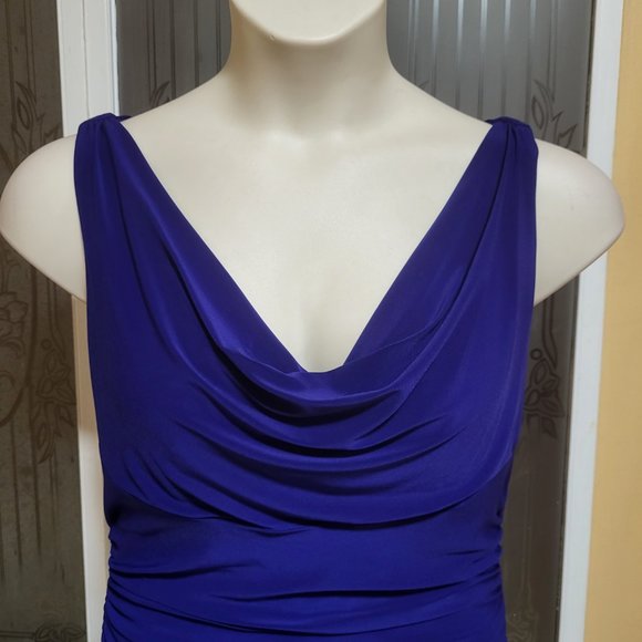 Ralph Lauren Ladies Beautiful Blue Ruched Evening Dress - Picture 5 of 8